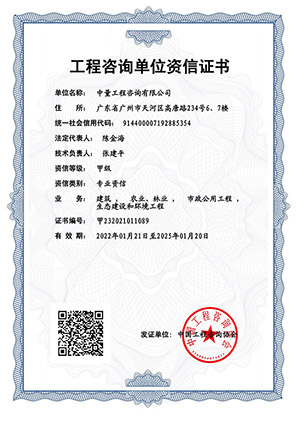 工程咨询单位甲级专业资信证书